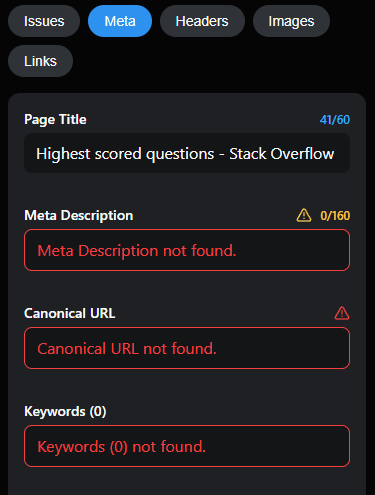 Check meta tags and open graph information